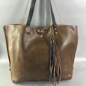 Arden + James Brown Leather Tall Carryall Tote Bag
